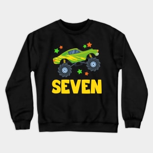 I'm 7 This Is How I Roll Monster Truck 7th Birthday GIft For Boys Toddler Kid Crewneck Sweatshirt